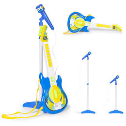 Elektrická gitara a mikrofónový set pre deti – MP3 kompatibilný, modrý