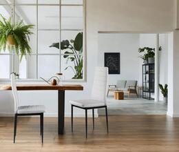 Set 4 jedálenských stoličiek s ergonomickým operadlom a eco-kožou, biele