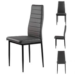 Set 4 šedých stoličiek s ekokožou a ergonomickým operadlom