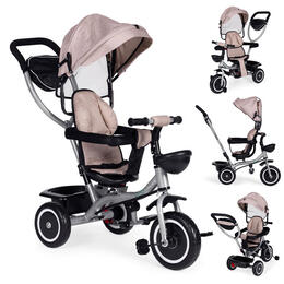2-v-1 trojkolka s kočíkom a otočným sedadlom, béžová, ECOTOYS