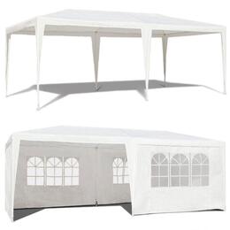 Záhradný pavilónový stan 3x6 m s 6 stenami, biely - MultiGarden