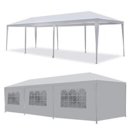 Záhradný pavilónový stan 3x9 m s 8 stenami - biely, MultiGarden