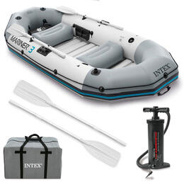 Inflatovateľný čln Mariner 3 pre 3 osoby s pádla, pumpou a držiakmi na rybárske prúty INTEX