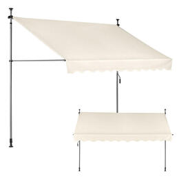Balkónová slnečná clona 300x120 cm, výškovo nastaviteľná, vodoodolná s kľukou, béžová