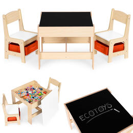 Detský nábytkový set – stôl a 2 stoličky s tabuľou ECOTOYS