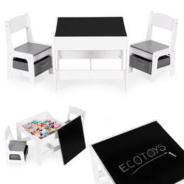 Detský nábytkový set – stôl a 2 stoličky s tabuľou ECOTOYS