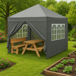 Záhradný altánok 3x3 m s bočnými stenami, šedý, MultiGarden