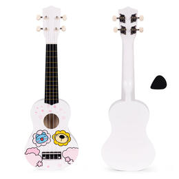 Detské drevené ukulele s 4 nylonovými strunami a trsátkom ECOTOYS