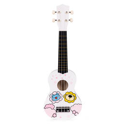Detské drevené ukulele s 4 nylonovými strunami a trsátkom ECOTOYS