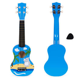 Detské drevené ukulele s 4 nylonovými strunami a trsátkom ECOTOYS