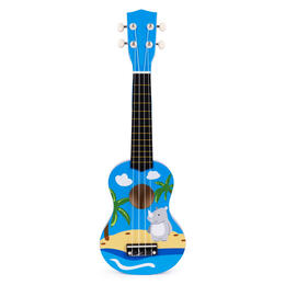 Detské drevené ukulele s 4 nylonovými strunami a trsátkom ECOTOYS