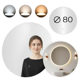 Okrúhle kúpeľňové LED zrkadlo s dotykovým spínačom 80 cm