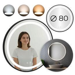 Okrúhle kúpeľňové LED zrkadlo 80 cm s dotykovým spínačom a nastavením jasu