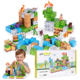 Magnetické konštrukčné bloky pre deti s dinosaurami – 114 kusov