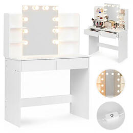 Veľký toaletný stolík s LED zrkadlom ModernHome