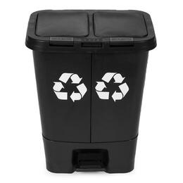 Dvojkomorový odpadkový kôš na odpad a recykláciu - čierny