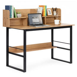 Počítačový stôl 120x60 cm s 5 policami v svetlom dube - loft štýl ModernHome
