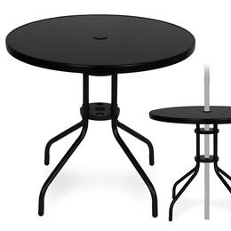 Kruhový záhradný stôl s temperovaným sklom 80 cm, čierny