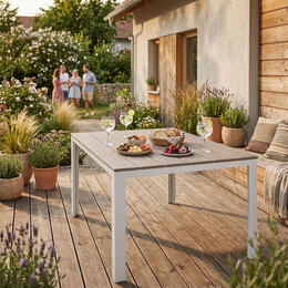 Záhradný stôl pre 6 osôb 156x78 cm polywood béžový biely, MultiGarden