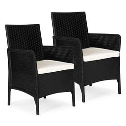 Set 2 záhradných kresiel s vankúšmi pre balkón a terasu, čierne