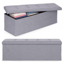 Svetlosivý taburet s úložným priestorom ModernHome 111x38 cm