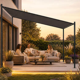 Záhradná pergola MultiGarden 3x3 m s oceľovou konštrukciou a šedým prístreškom