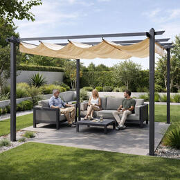 Záhradná pergola MultiGarden 3x4 m, oceľová, béžová