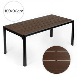 Veľký záhradný stôl pre 8 osôb z polywoodu 180×90 cm – hnedý vrch MultiGarden