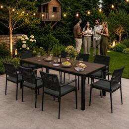 Veľký záhradný stôl pre 8 osôb z polywoodu 180×90 cm – hnedý vrch MultiGarden