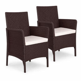 Set 2 záhradných kresiel s vankúšmi - hnedé