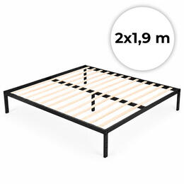Čierna kovová posteľ 190x200 cm s minimalistickým rámom ModernHome
