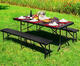 Cateringový set s 180 cm stolom a 2 lavicami, hnedý – MultiGarden