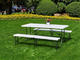 Catering set s jedálenským stolom 180 cm a 2 lavičkami, biely
