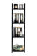 Moderný drevený regál s kovovým rámom LOFT, 4 poličky, čierny