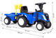 Traktor na jazdu New Holland s prívesom a interaktívnym volantom pre deti - modrý