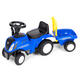Traktor na jazdu New Holland s prívesom a interaktívnym volantom pre deti - modrý