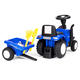 Traktor na jazdu New Holland s prívesom a interaktívnym volantom pre deti - modrý