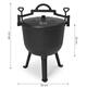 Železný stojanový kotlík 10L na grilovanie a kempovanie