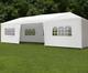 Záhradný pavilónový stan 3x9 m s 8 stenami - biely, MultiGarden