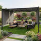 Záhradná pergola MultiGarden 3x4 m s oceľovou konštrukciou a šedým prístreškom