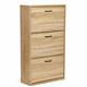 Šatník na topánky 3-komorový 60 cm s výklopnými dverami v industriálnom štýle, svetlý dub